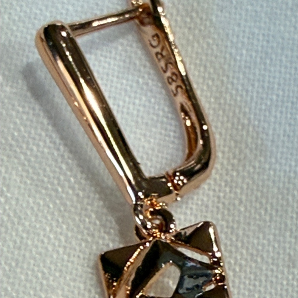 Chic 14k Rolled Gold And Silver Rectangular Earri… - image 4